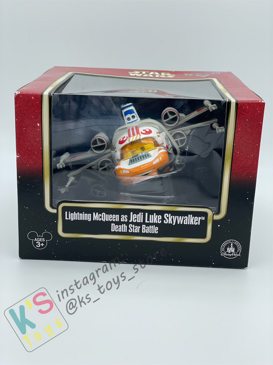 RARE DISNEY PIXAR CARS BY MATTEL EXCLUSIVE DISNEY PARKS "LIGHTNING MCQUEEN AS JEDI LUKE SKYWALKER DEATH STAR BATTLE" - BNIP