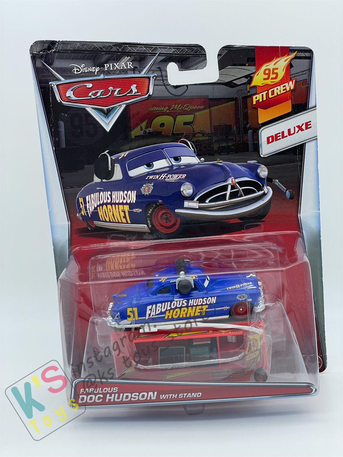 Rare Disney Pixar Cars by Mattel, Fabulous Hudson with Stand - BNIP