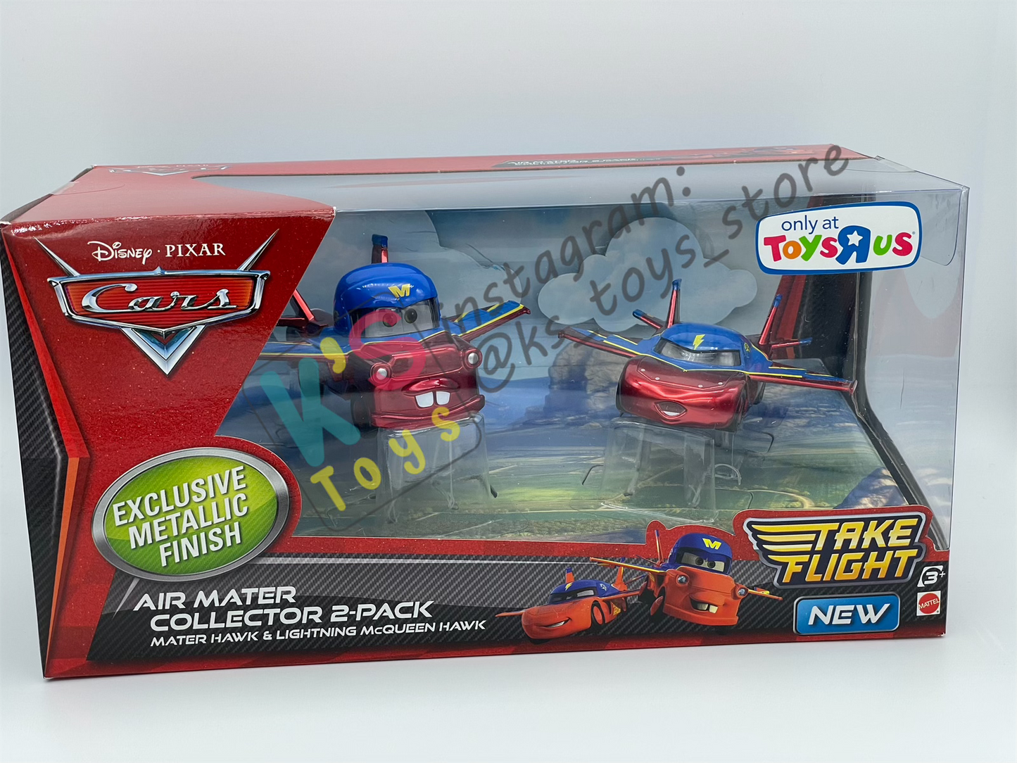 RARE DISNEY PIXAR CARS - AIR MATER COLLECTOR 2-PACK / GIFT SET EXCLUSIVE METALLIC FINISH - MATER HAWK AND LIGHTNING MCQUEEN HAWK  - BNIB