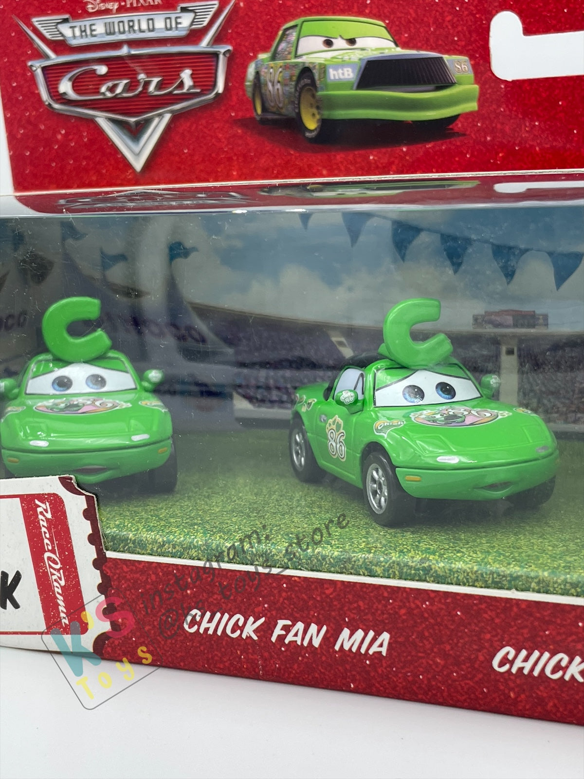 DISNEY PIXAR CARS BY MATTEL - RACE ORAMA 3 PACK - CHICK FAN MIA, CHICK FAN TIA AND CHICK HICKS - BNIB