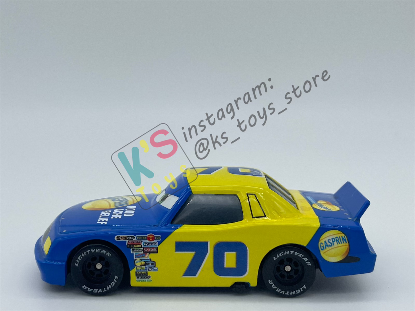 PRE-OWNED / LOOSE DISNEY PIXAR CARS - "GASPRIN #70" PISTON CUP SERIES - DISPLAYED CONDITION
