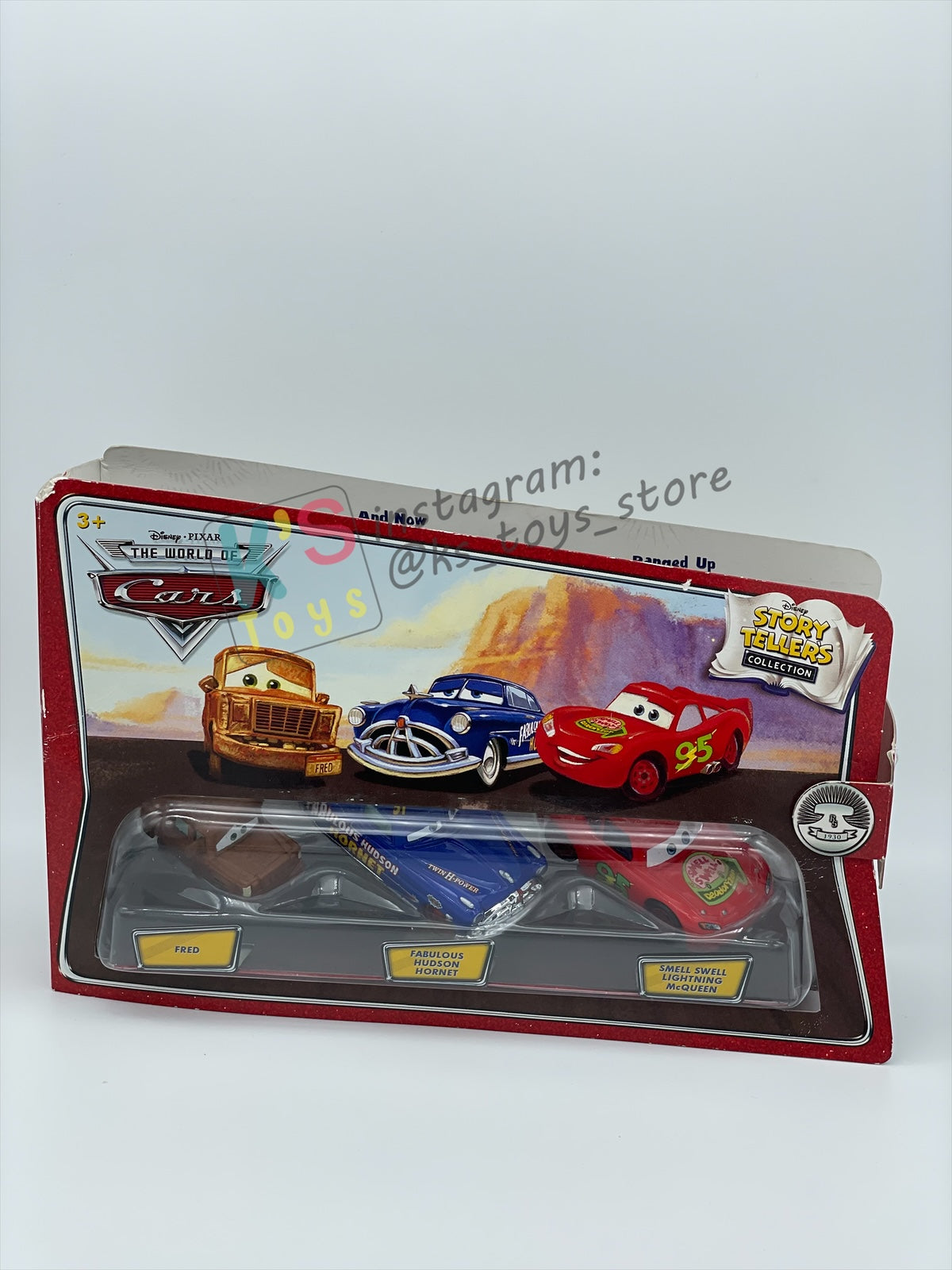 STORY TELLERS DISNEY PIXAR CARS BY MATTEL, 3 PACK "FRED, FABULOUS HUDSON HORNET, SMELL SWELL LIGHTNING MCQUEEN" - BNIP
