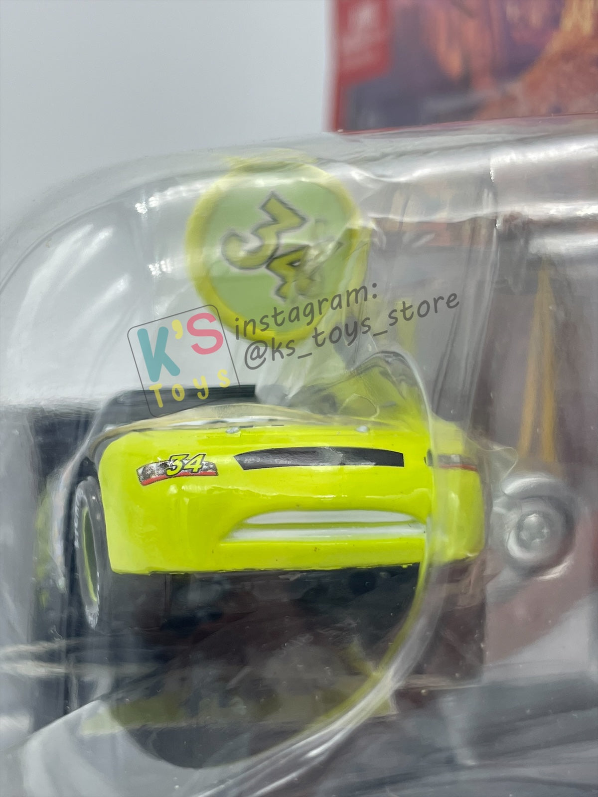 Disney Pixar Cars 1:55 by MATTEL, "PIT RACE-OFF TRUNK FRESH #34" , LAUNCH & RACE - BNIP