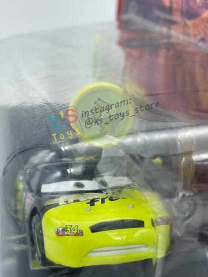 Disney Pixar Cars 1:55 by MATTEL, "PIT RACE-OFF TRUNK FRESH #34" , LAUNCH & RACE - BNIP