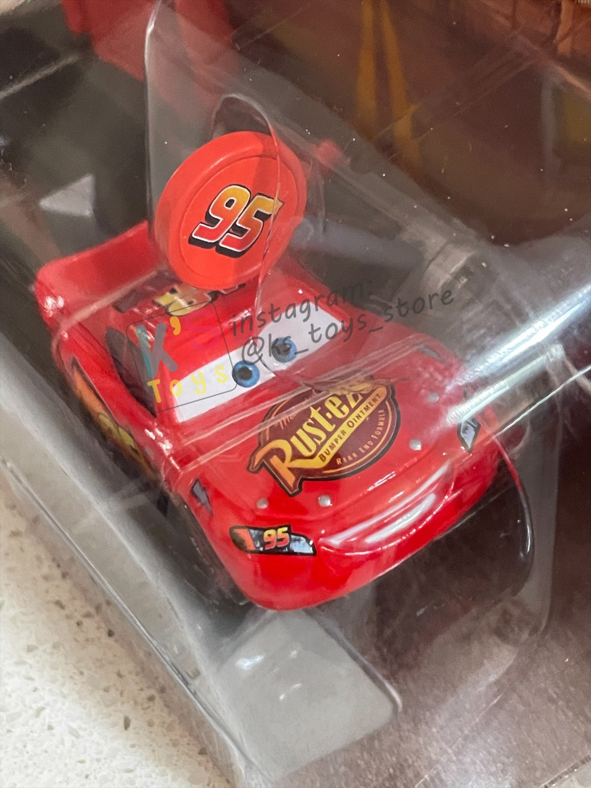 Disney Pixar Cars 1:55 by MATTEL, VALUE 2-PACK "PIT RACE-OFF LIGHTNING MCQUEEN CARS 1 AND NITROADE" LAUCNH AND RACE SERIES - RACE ORAMA - BNIP