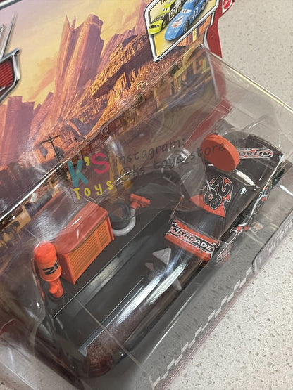 Disney Pixar Cars 1:55 by MATTEL, VALUE 2-PACK "PIT RACE-OFF LIGHTNING MCQUEEN CARS 1 AND NITROADE" LAUCNH AND RACE SERIES - RACE ORAMA - BNIP