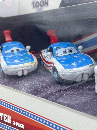 DISNEY PIXAR CARS 1:55 BY MATTEL - CARS TOON MATER THE GREATER 3-PACK GIFT SET - MATER FAN MIA, MATER FAN TIA AND MATER THE GREATER - BNIB