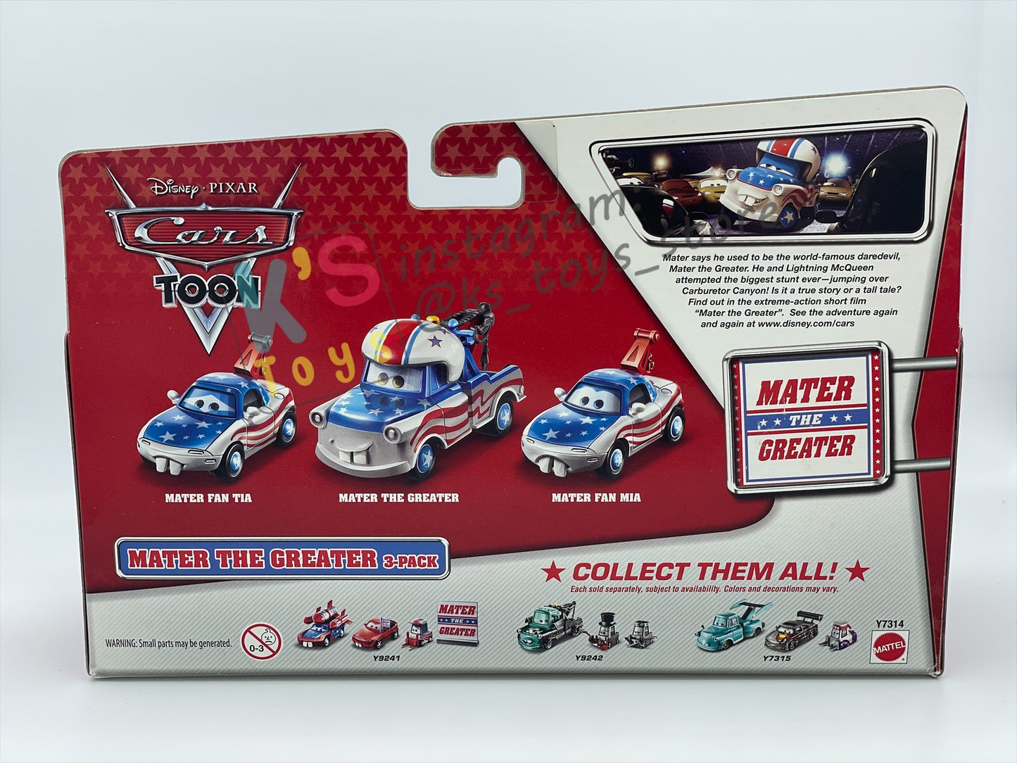 DISNEY PIXAR CARS 1:55 BY MATTEL - CARS TOON MATER THE GREATER 3-PACK GIFT SET - MATER FAN MIA, MATER FAN TIA AND MATER THE GREATER - BNIB