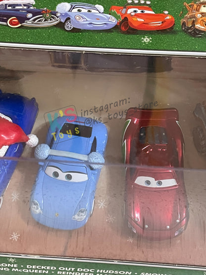 GIFT SET Disney Pixar Cars by MATTEL, EXCLUSIVE 6 PACK MATER SAVES CHRISTMAS - CHRISTMAS CRUISER RAMONE / DECKED OUT DOC HUDSON / SNOW DAY SALLY / HOLIDAY HOTSHOT LIGHTNING MCQUEEN / REINDEER MATER / HOLIDAY SPIRIT SHERIFF - BNIP