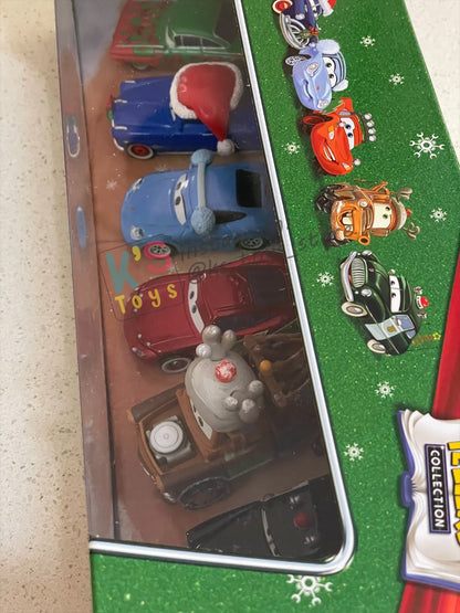 GIFT SET Disney Pixar Cars by MATTEL, EXCLUSIVE 6 PACK MATER SAVES CHRISTMAS - CHRISTMAS CRUISER RAMONE / DECKED OUT DOC HUDSON / SNOW DAY SALLY / HOLIDAY HOTSHOT LIGHTNING MCQUEEN / REINDEER MATER / HOLIDAY SPIRIT SHERIFF - BNIP