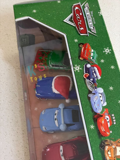 GIFT SET Disney Pixar Cars by MATTEL, EXCLUSIVE 6 PACK MATER SAVES CHRISTMAS - CHRISTMAS CRUISER RAMONE / DECKED OUT DOC HUDSON / SNOW DAY SALLY / HOLIDAY HOTSHOT LIGHTNING MCQUEEN / REINDEER MATER / HOLIDAY SPIRIT SHERIFF - BNIP