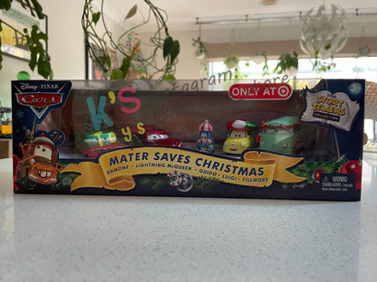 GIFT SET Disney Pixar Cars by MATTEL, EXCLUSIVE 5 PACK MATER SAVES CHRISTMAS - WINTER CRUISER RAMONE - LIGHTNING MCQUEEN - GUIDO LUIGI - FILLMORE - BNIP
