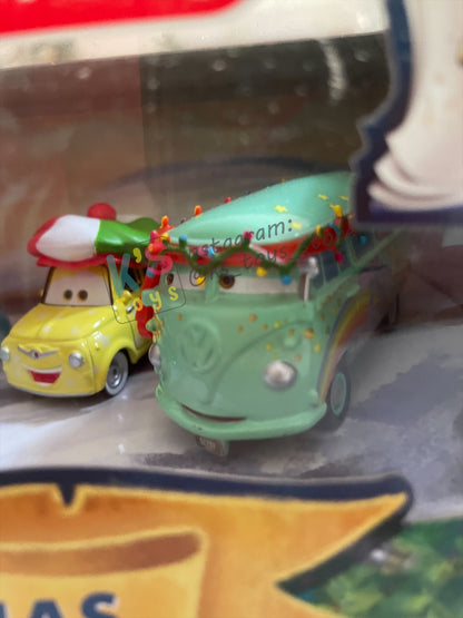 GIFT SET Disney Pixar Cars by MATTEL, EXCLUSIVE 5 PACK MATER SAVES CHRISTMAS - WINTER CRUISER RAMONE - LIGHTNING MCQUEEN - GUIDO LUIGI - FILLMORE - BNIP