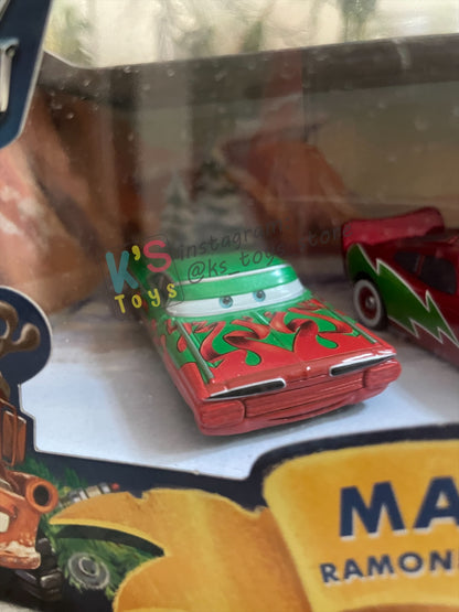 GIFT SET Disney Pixar Cars by MATTEL, EXCLUSIVE 5 PACK MATER SAVES CHRISTMAS - WINTER CRUISER RAMONE - LIGHTNING MCQUEEN - GUIDO LUIGI - FILLMORE - BNIP