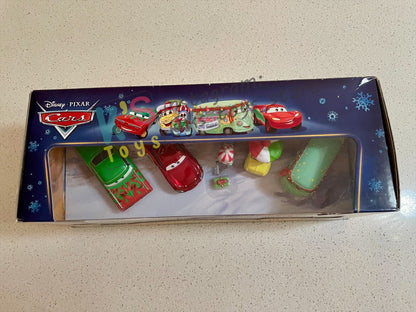 GIFT SET Disney Pixar Cars by MATTEL, EXCLUSIVE 5 PACK MATER SAVES CHRISTMAS - WINTER CRUISER RAMONE - LIGHTNING MCQUEEN - GUIDO LUIGI - FILLMORE - BNIP