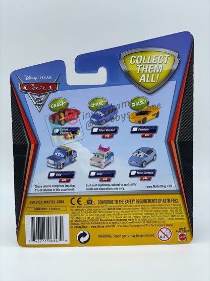 DISNEY PIXAR CARS 1:55 BY MATTEL "FABRIZIO" CHASE CARS 2 SERIES - BNIP