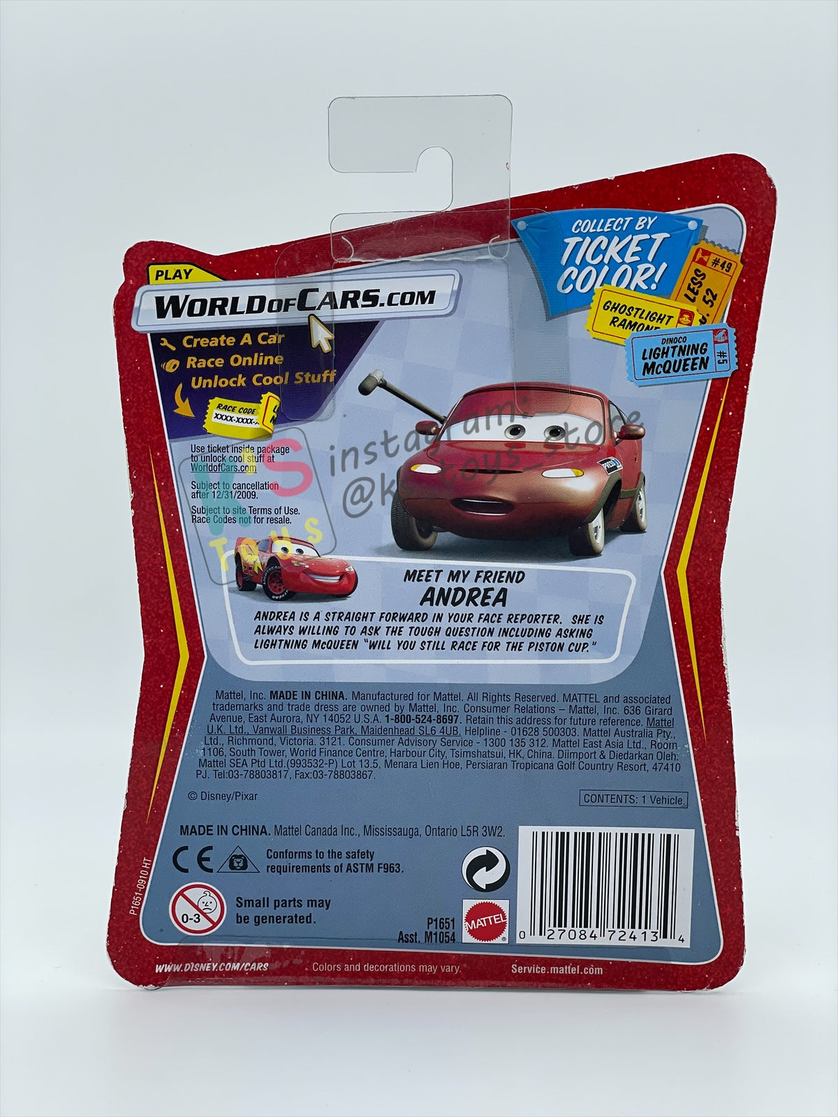 DISNEY PIXAR CARS 1:55 BY MATTEL "TODD" CARS RACE ORAMA SERIES - BNIP