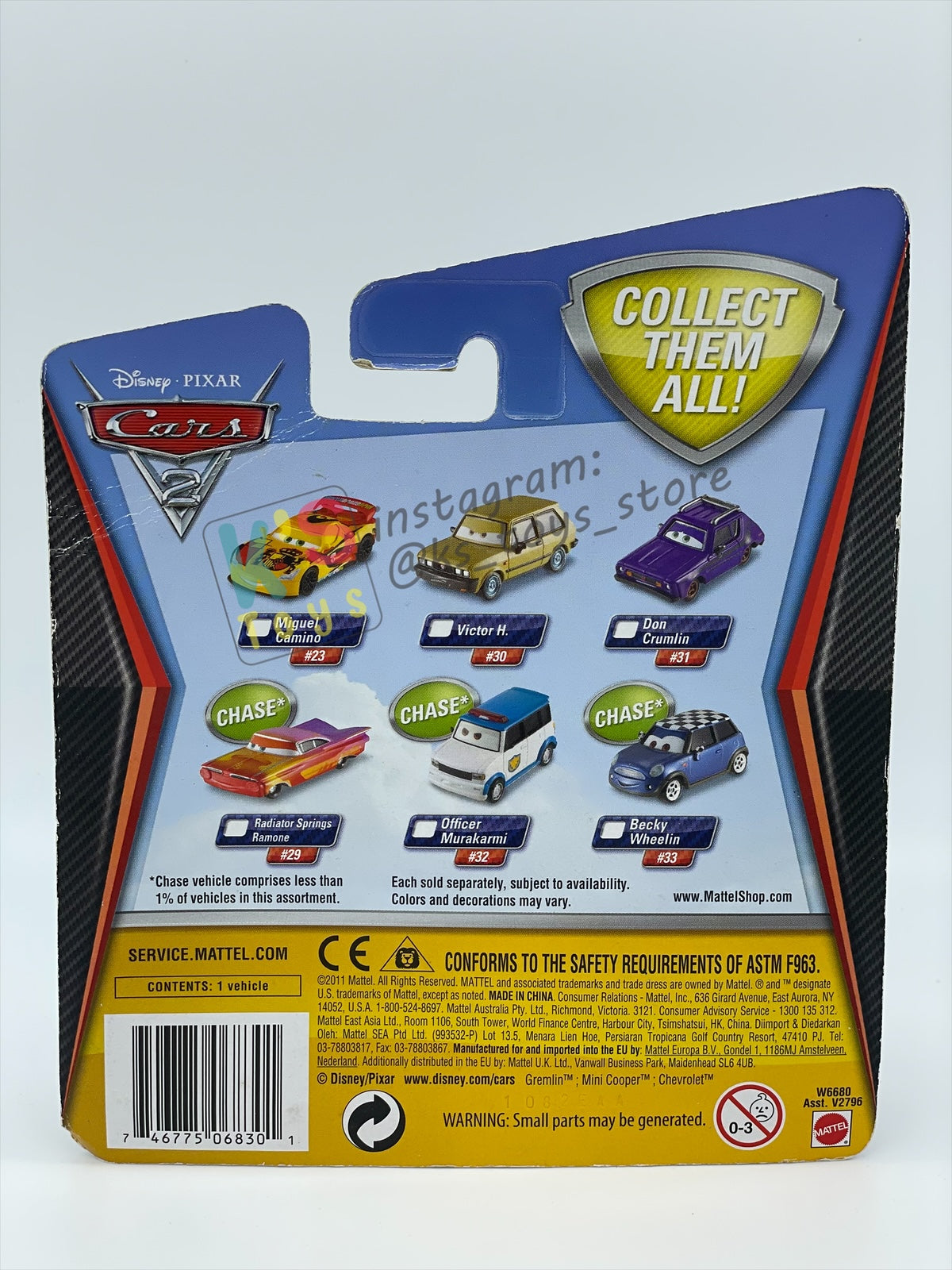 DISNEY PIXAR CARS 1:55 BY MATTEL, OFFICER MURAKARMI - CARS 2 SERIES - BNIP