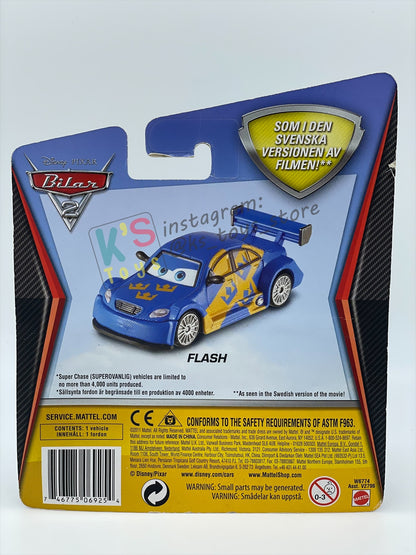 DISNEY PIXAR CARS 1:55 BY MATTEL "FLASH" CHASE CARS 2 SERIES - BNIP