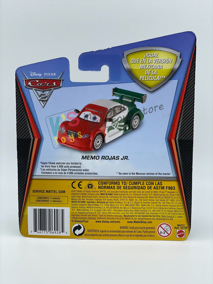 DISNEY PIXAR CARS 1:55 BY MATTEL "MEMO ROJAS JR" SUPER CHASE CARS 2 SERIES - BNIP