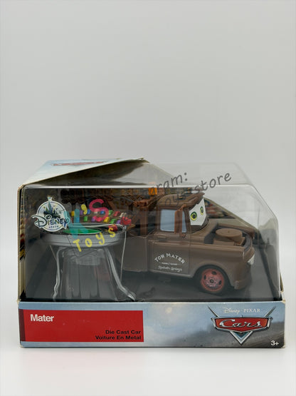 Disney Store Version of Disney Pixar Cars 1:43 - MATER WITH STADIUM/RACE-TRACK HAT - BNIP