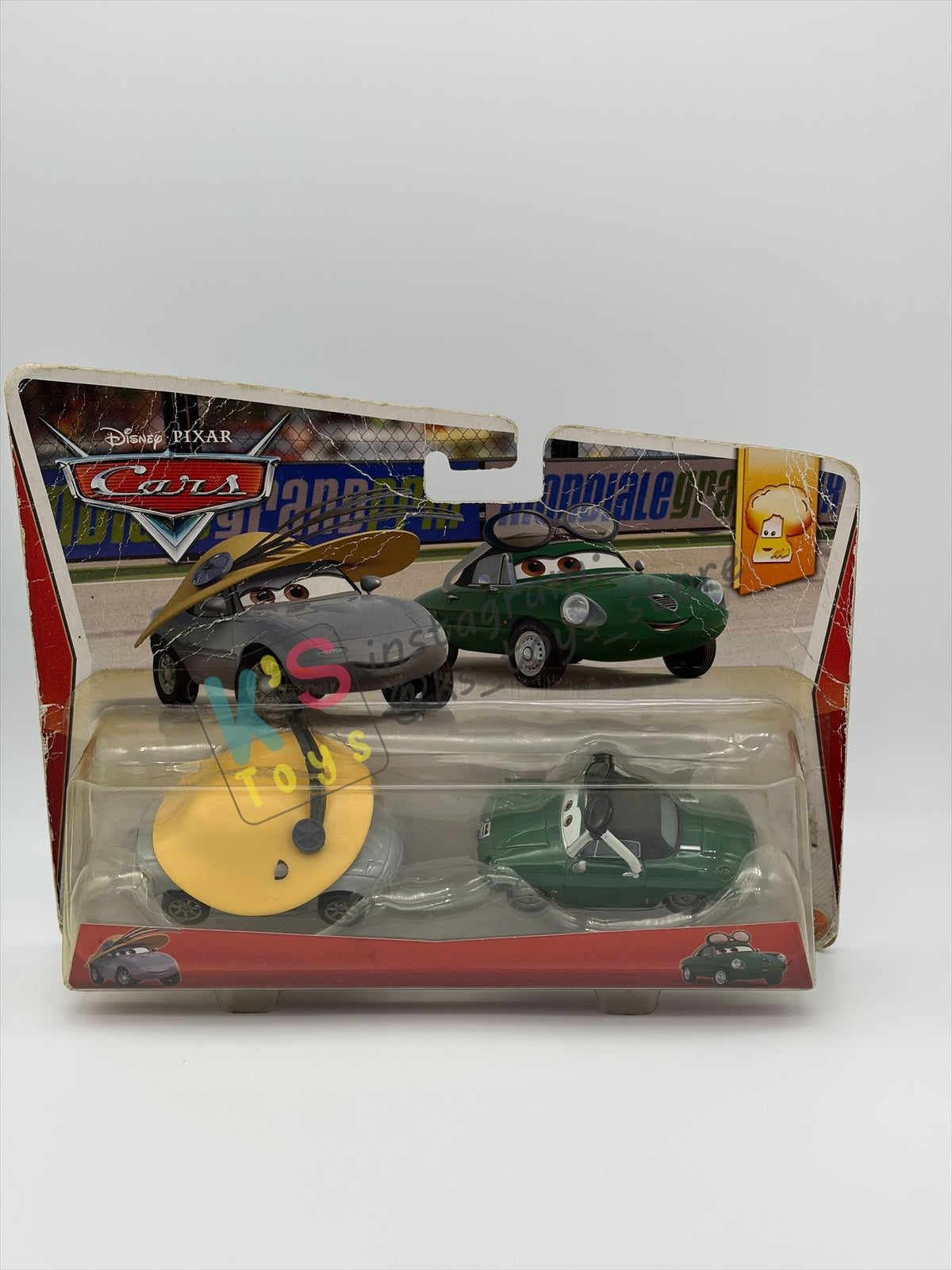 Disney Pixar Cars 1:55 by Mattel 2-Pack, "KIMBERLY RIMS & CARINNE CAVVY" - CARS 2 RACE FAN SERIES - BNIP