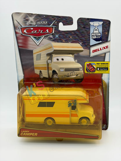 RARE DELUXE DISNEY PIXAR CARS BY MATTEL, "LARRY CAMPER" PISTON CUP - BNIP