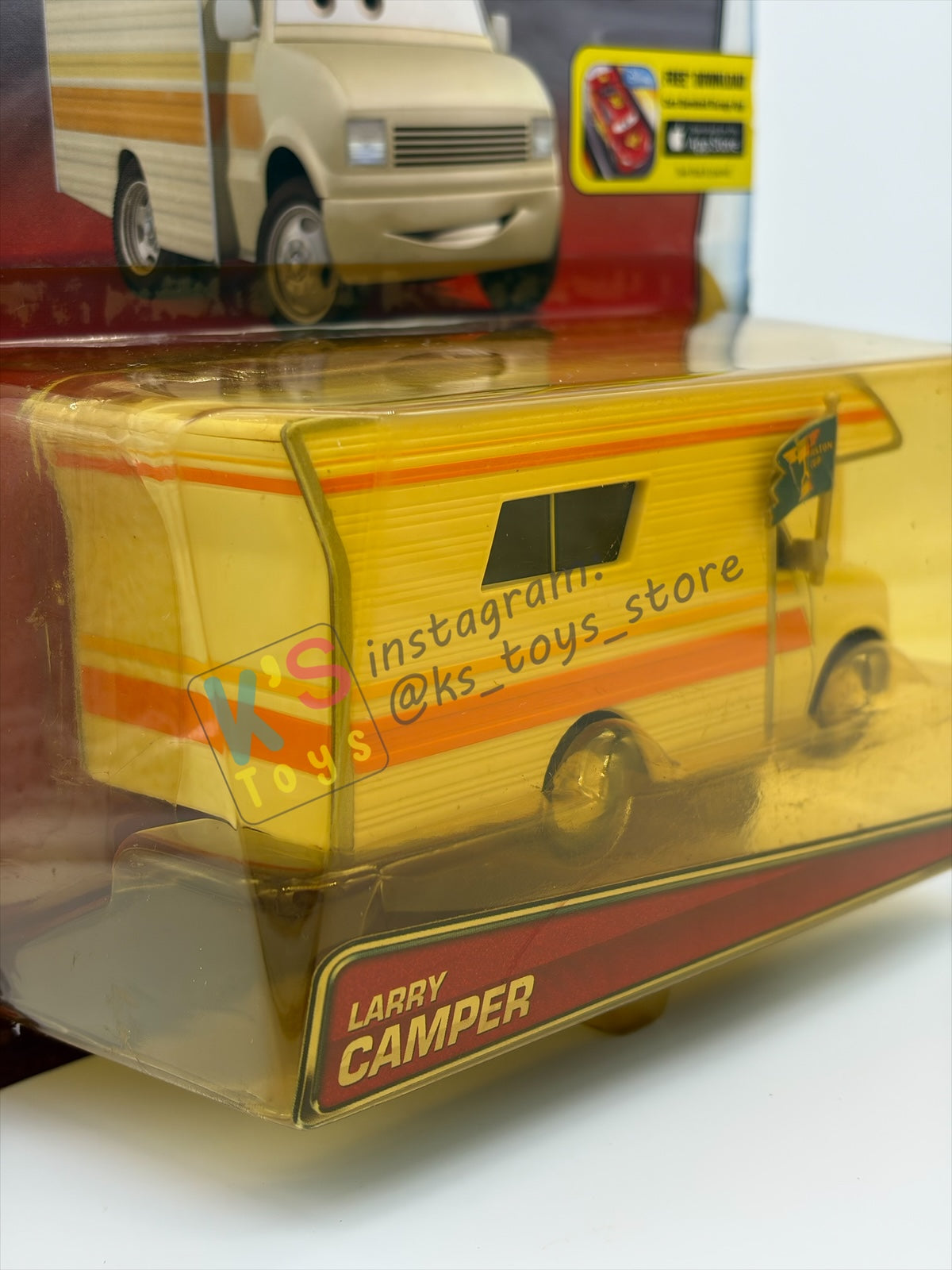 RARE DELUXE DISNEY PIXAR CARS BY MATTEL, "LARRY CAMPER" PISTON CUP - BNIP