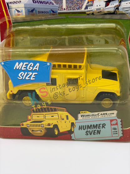DELUXE / MEGA SIZE DISNEY PIXAR CARS BY MATTEL, HUMMER SVEN #11 - RACE ORAMA - BNIP