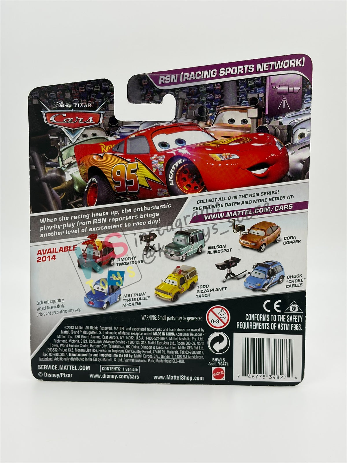 DISNEY PIXAR CARS 1:55 BY MATTEL "TIMOTHY TWOSTROKE" RSN SERIES - BNIP