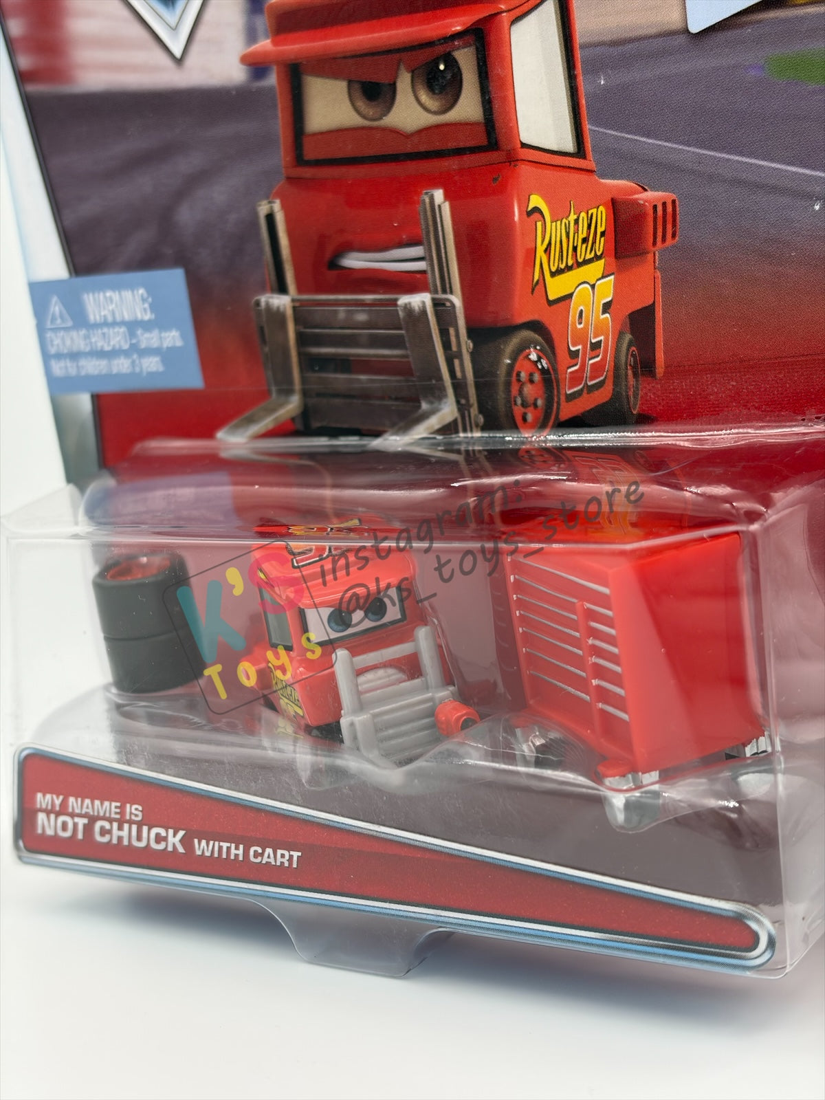 DISNEY PIXAR CARS "MY NAME IS NOT CHUCK WITH CART" PISTON CUP SERIES - BNIP