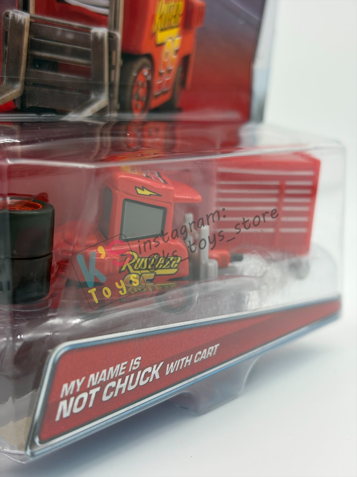 DISNEY PIXAR CARS "MY NAME IS NOT CHUCK WITH CART" PISTON CUP SERIES - BNIP