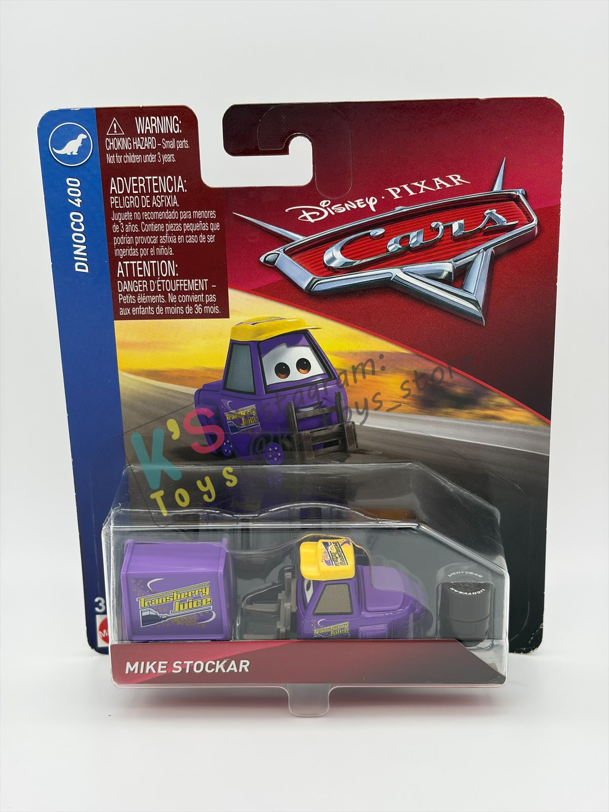 DISNEY PIXAR CARS 1:55 BY MATTEL "MIKE STOCKAR" DINOCO 400 SERIES - BNIP