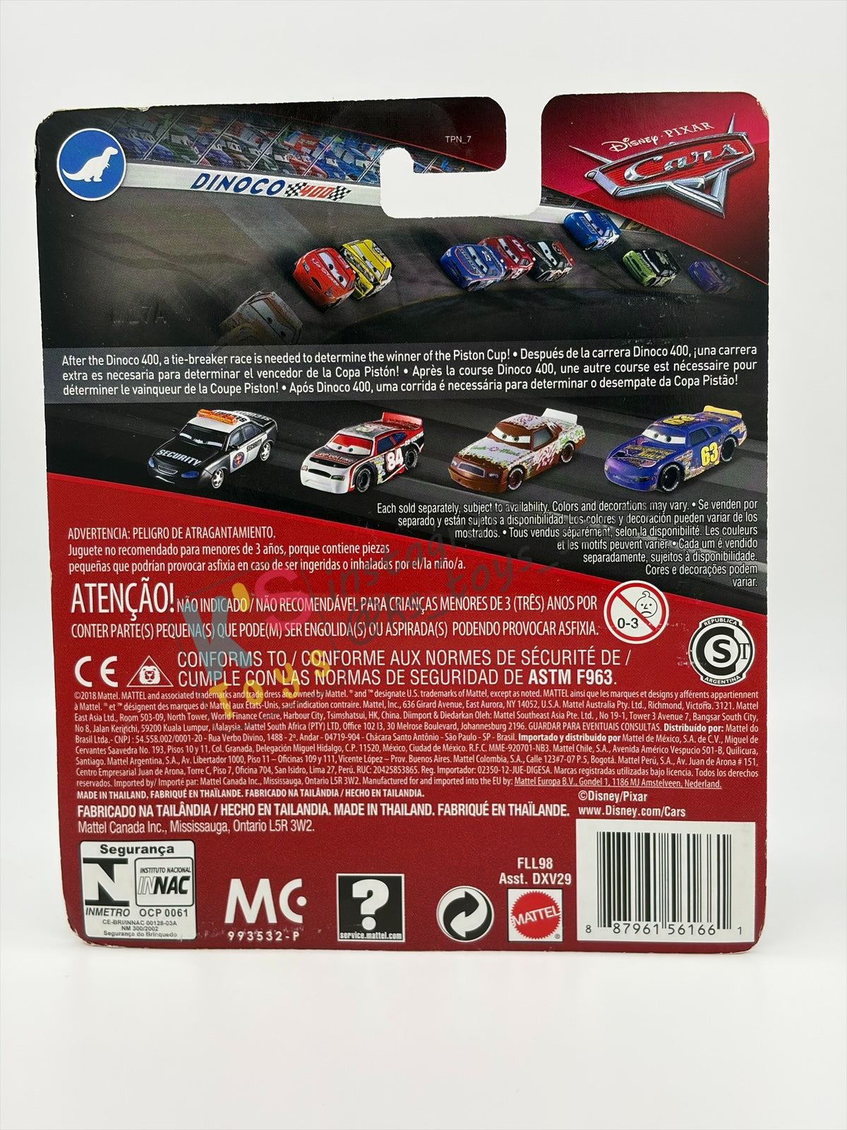 DISNEY PIXAR CARS 1:55 BY MATTEL "MIKE STOCKAR" DINOCO 400 SERIES - BNIP
