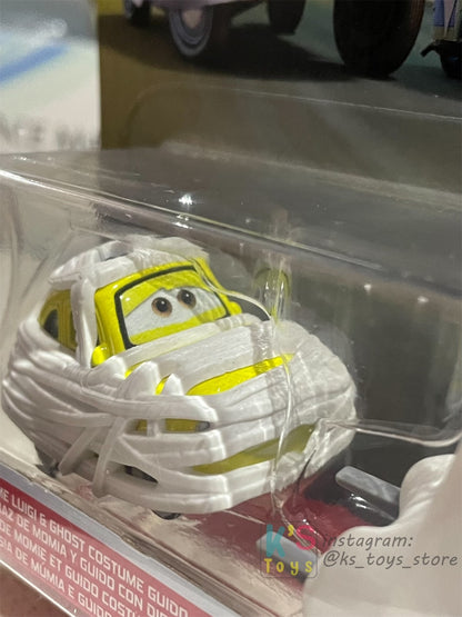 DISNEY PIXAR CARS BY MATTEL, MUMMY COSTUME LUIGI AND GHOST COSTUME GUIDO  - 2021 NEW RELEASE - BNIP