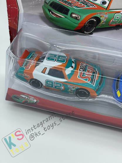 Disney Pixar Cars 1:55 by Mattel 2-Pack Piston Cup, SPUTTER STOP NO. 92 & GASPRIN NO. 70 - BNIP