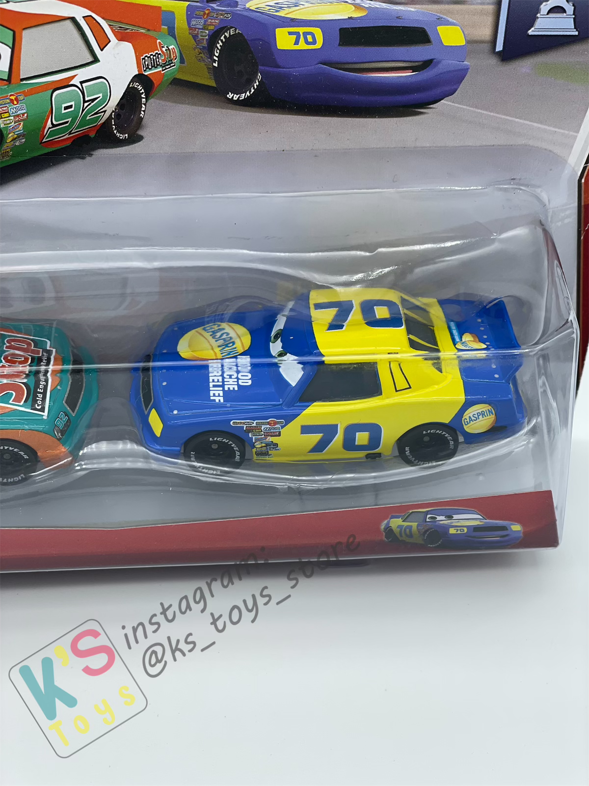 Disney Pixar Cars 1:55 by Mattel 2-Pack Piston Cup, SPUTTER STOP NO. 92 & GASPRIN NO. 70 - BNIP