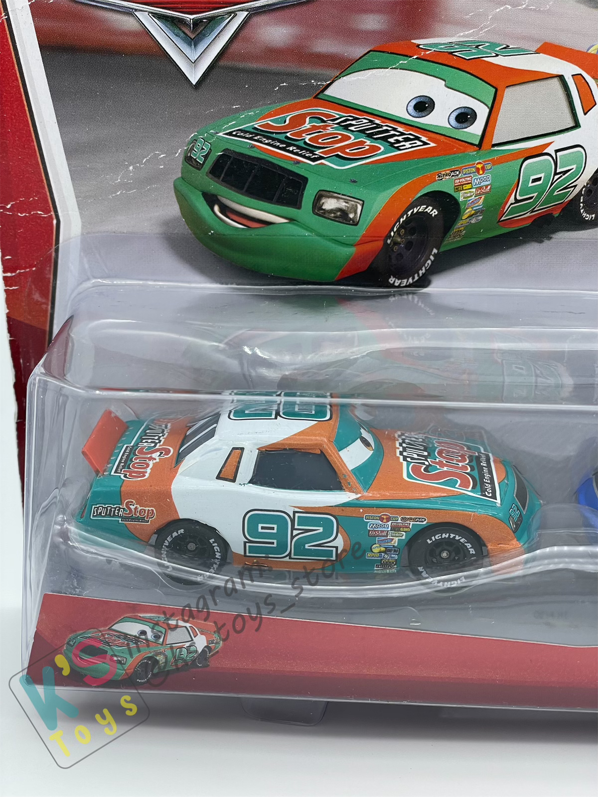 Disney Pixar Cars 1:55 by Mattel 2-Pack Piston Cup, SPUTTER STOP NO. 92 & GASPRIN NO. 70 - BNIP