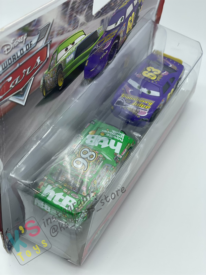 Disney Pixar Cars 1:55 by Mattel 2-Pack Piston Cup, CHICK HICKS & TRANSBERRY JUICE NO. 63 - BNIP