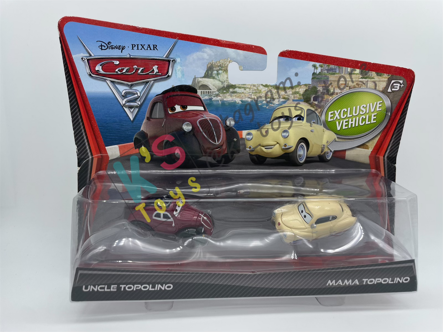 Disney Pixar Cars 1:55 by Mattel 2-Pack Cars 2, UNCLE TOPOLINO & MAMA TOPOLINO - BNIP