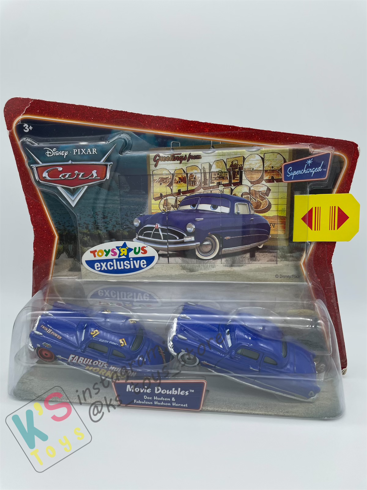 Disney Pixar Cars 1:55 by Mattel 2-Pack Supercharged, FABULOUS HUDSON HORNET & DOC HUDSON - BNIP