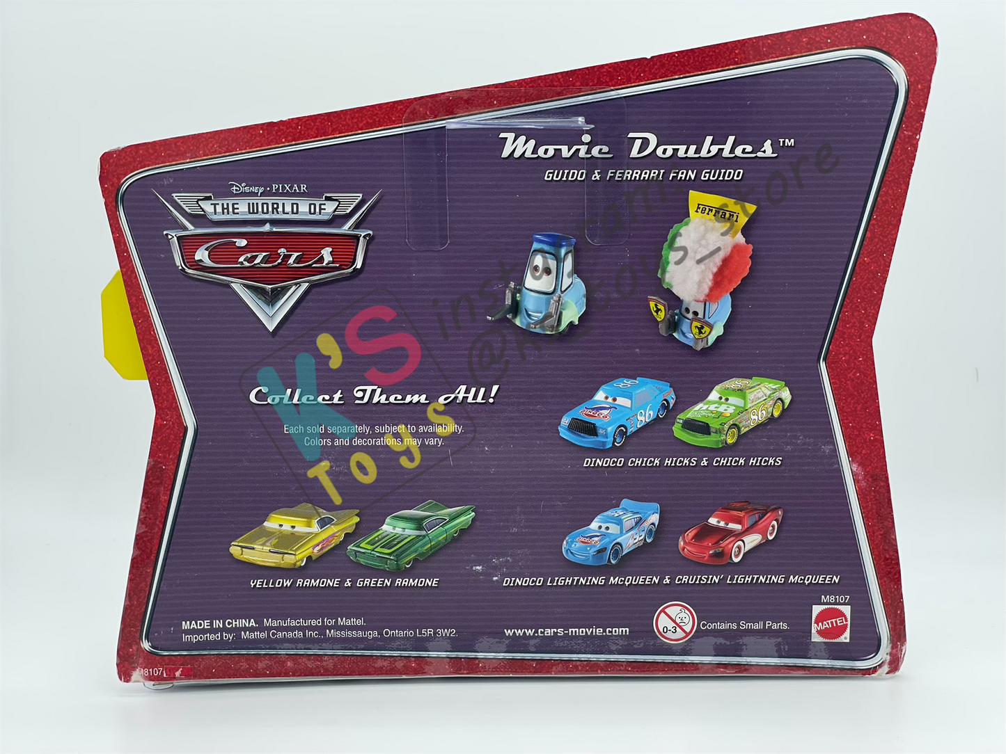 Disney Pixar Cars 1:55 by Mattel 2-Pack Movie Doubles,  GUIDO & FERRARI FAN GUIDO - BNIP