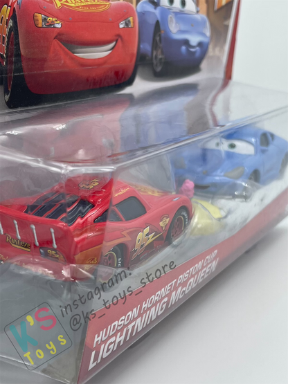 Disney Pixar Cars 1:55 by Mattel 2-Pack Wheel Well Motel, HUDSON HORNET PISTON CUP LIGHTNING MCQUEEN & SALLY- BNIP