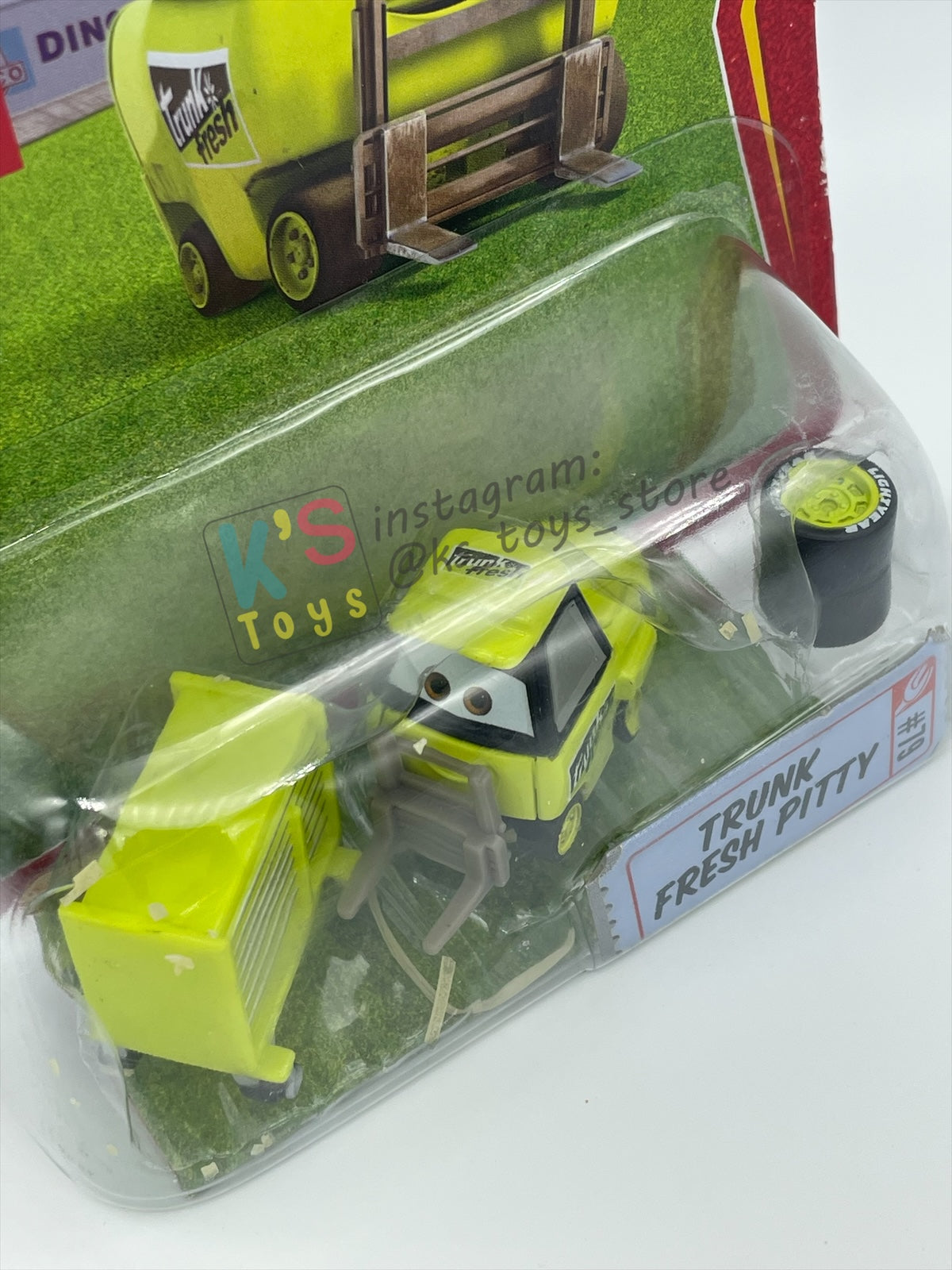 DISNEY PIXAR CARS 1:55 BY MATTEL, TRUNK FRESH PITTY - RACE ORAMA - BNIP *PACKAGING NOT IN MINT CONDITION!!**