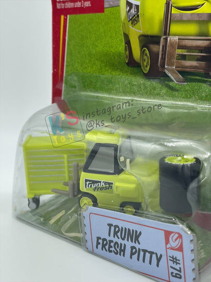 DISNEY PIXAR CARS 1:55 BY MATTEL, TRUNK FRESH PITTY - RACE ORAMA - BNIP *PACKAGING NOT IN MINT CONDITION!!**