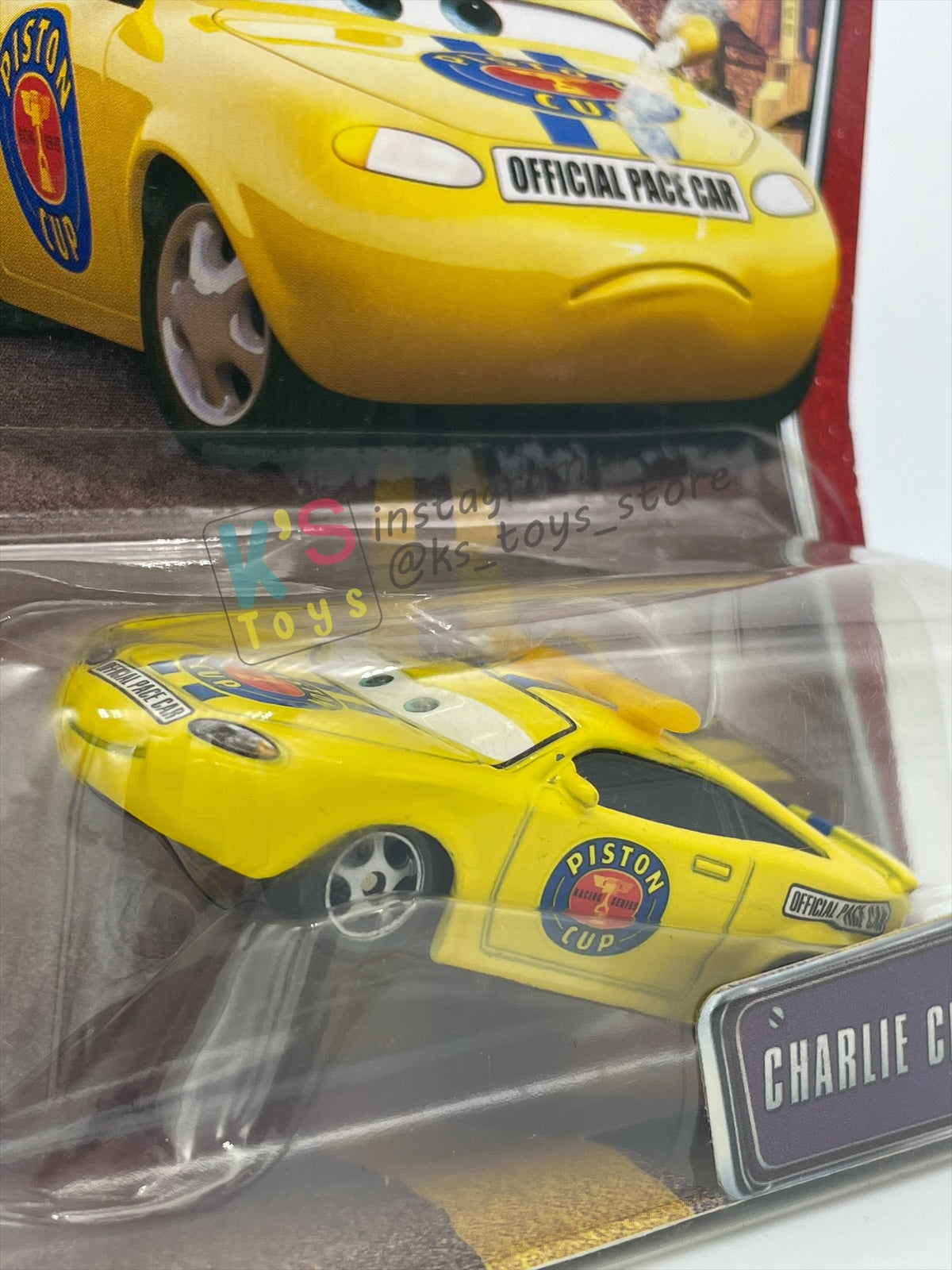 DISNEY PIXAR CARS 1:55 BY MATTEL, "CHARLIE CHECKER ORANGE TAILLIGHTS" THE WORLD OF CARS SERIES- BNIP