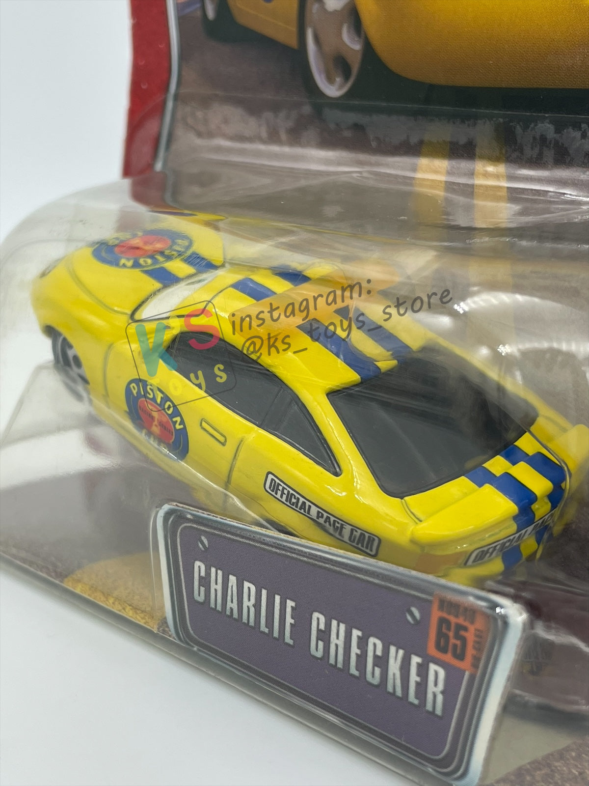 DISNEY PIXAR CARS 1:55 BY MATTEL, "CHARLIE CHECKER ORANGE TAILLIGHTS" THE WORLD OF CARS SERIES- BNIP