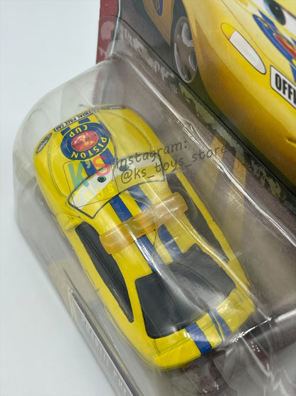 DISNEY PIXAR CARS 1:55 BY MATTEL, "CHARLIE CHECKER ORANGE TAILLIGHTS" THE WORLD OF CARS SERIES- BNIP