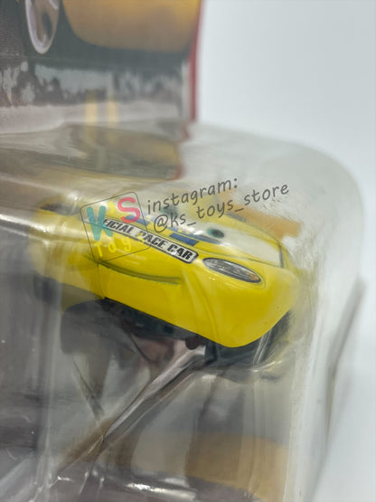 DISNEY PIXAR CARS 1:55 BY MATTEL, "CHARLIE CHECKER ORANGE TAILLIGHTS" THE WORLD OF CARS SERIES- BNIP