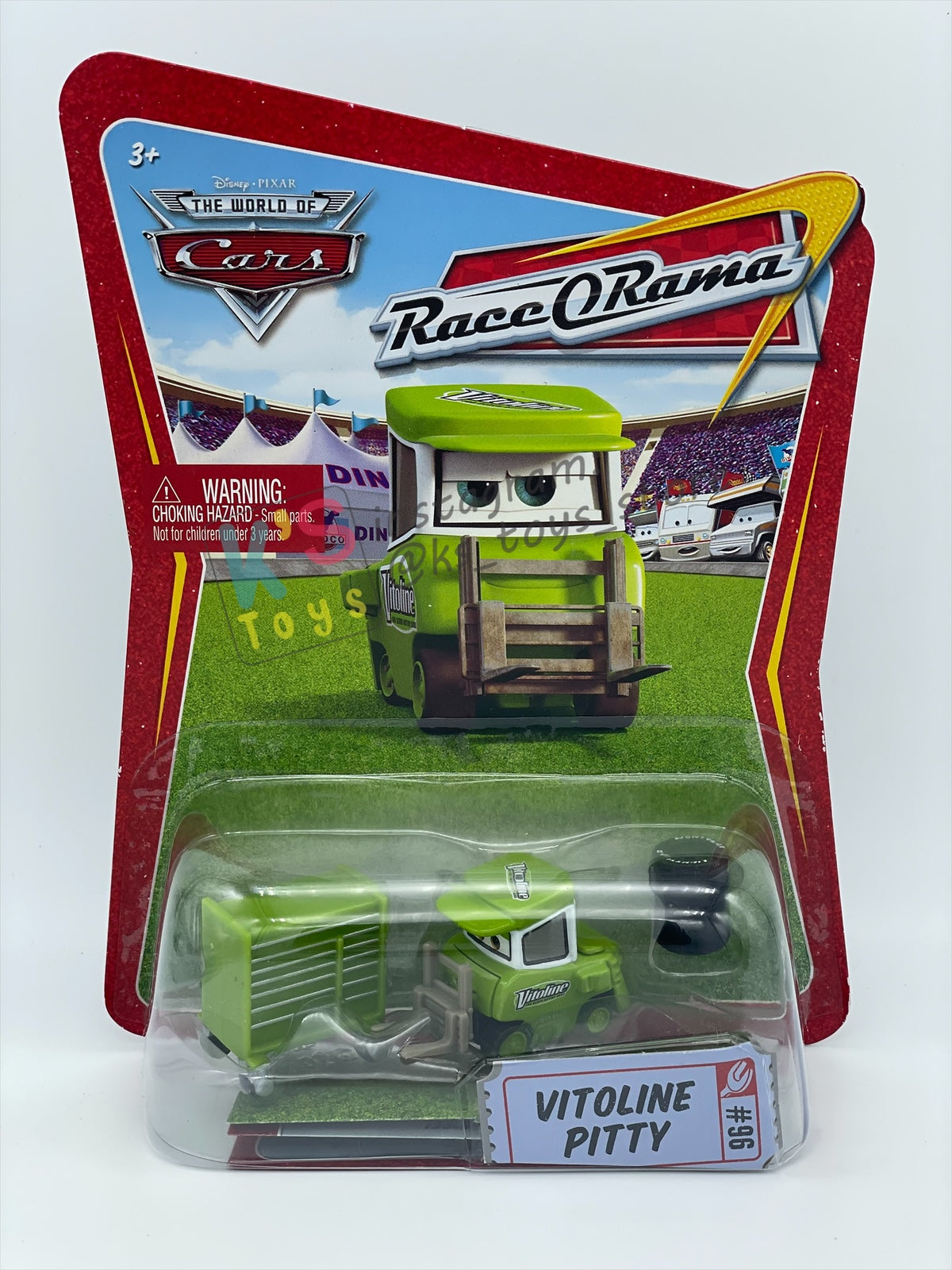 DISNEY PIXAR CARS 1:55 BY MATTEL, VITOLINE PITTY - RACE ORAMA SERIES - BNIP